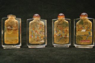 Very Detailed Set Of 4 Chinese Snuff Bottles Good Quality Very Different Subject photo