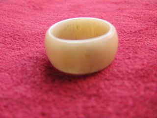Vintage Carved Ox Bone Wedding Band Ring Chinese Faux Ivory 6.  75 To 7 photo