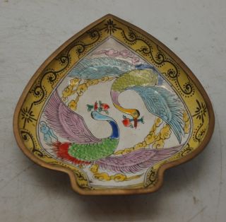 Chinese Copper Plate - Hand Painted & Enamelled - Oriental - Phoenix photo