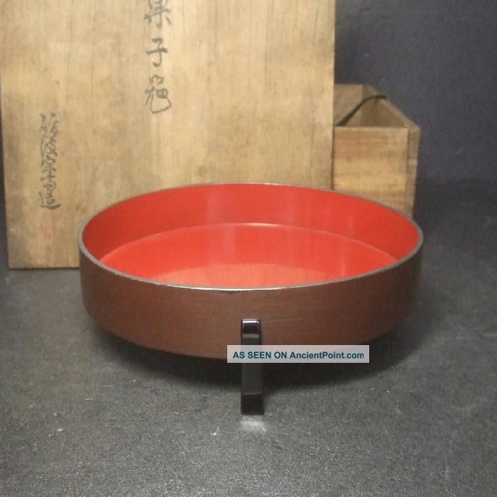 F822: Japanese Lacquer Ware Tea Thing Bowl Kashiki By Famous Sosai Tonami W/box Bowls photo