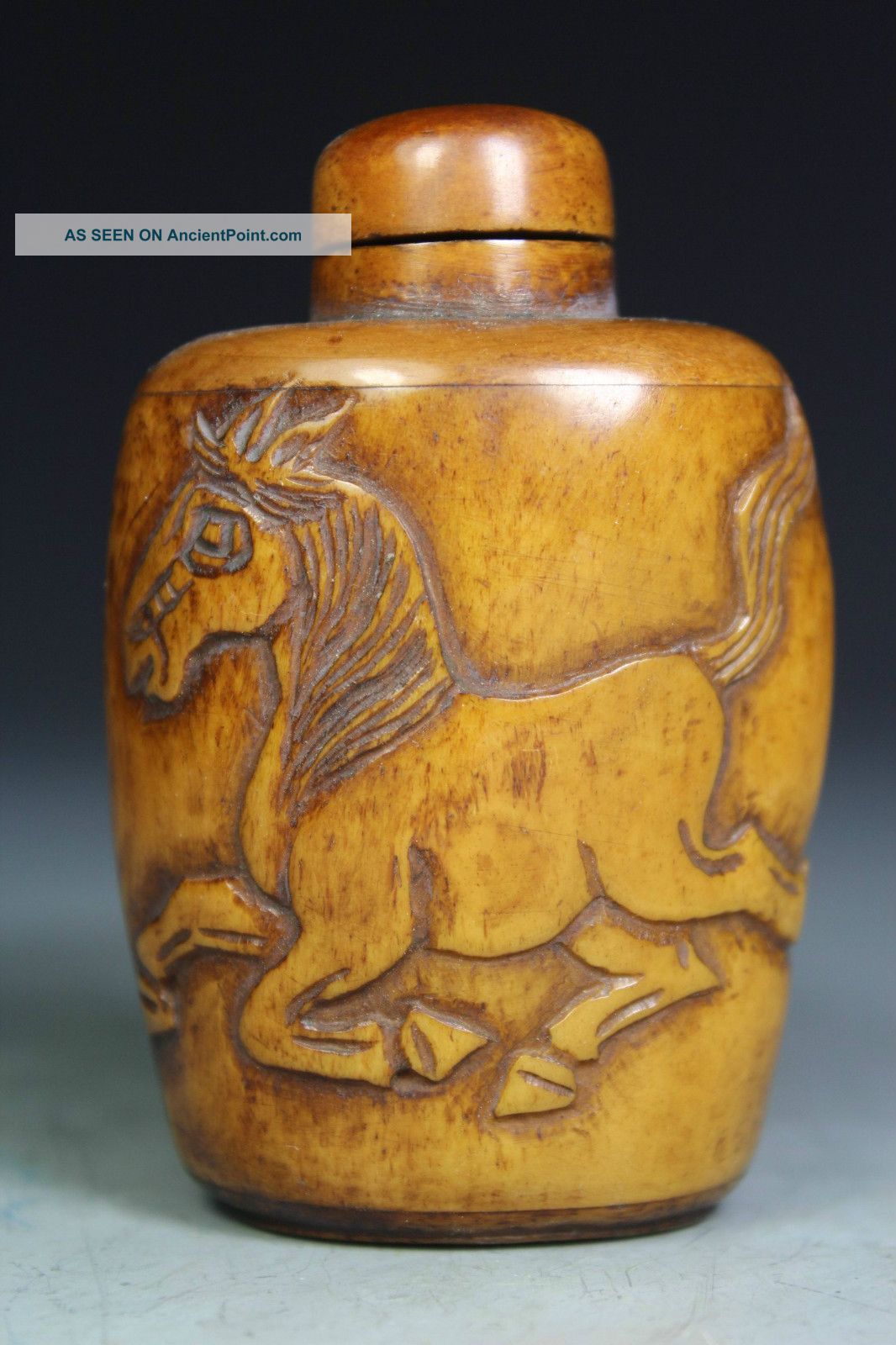 Chinese Old Bone Handwork Carving Horse Snuff Bottle Success Immediately Arrival Snuff Bottles photo