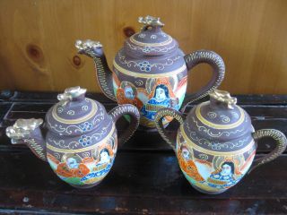 Vintage 1920s Takito Satsuma Moriage Dragon Ware Pottery Teapot Hand Painted Tt photo