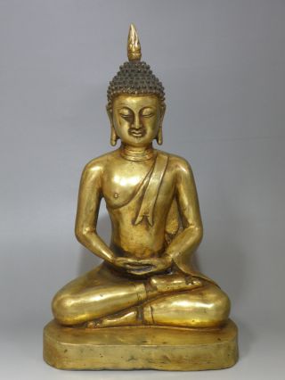 Vintage Copper Crafted Sakyamuni Statue: Seated Buddha Statue Ming Dynasty N507 photo