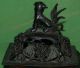Stately Chinese Antique Iron Cover; Dog Sits Atop Finely Crafted Grape Display Other photo 1