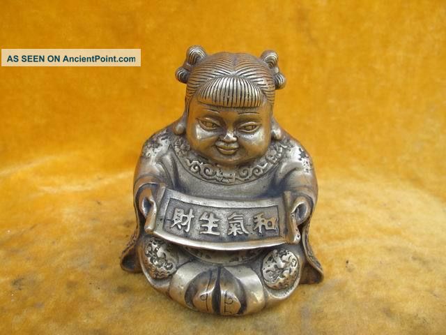 Chinese Bronze Statue Ancient Girl 
