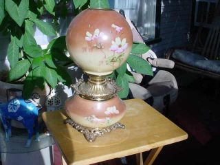 Antique Gone With The Wind Kerosene/electric Painted Lamp Globe All Or Part photo