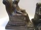 Vintage 1921 J.  Ruhl Large Bronze Bookends Mother & Child Reading In Chair Metalware photo 3