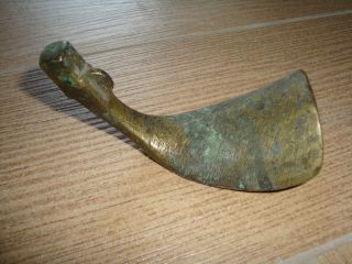 Antique 18th Century European Hand Made Heavy Rare Solid Bronze Shoehorn photo