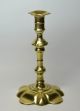 Lovely 18th Century Brass Petal Based Candlestick,  Twist - Eject Metalware photo 1