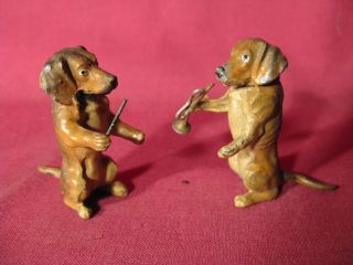 Antique German Cold Painted Solid Lead Dog Band Members photo