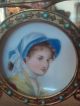 French Ormolu Turqoise Beads Portrait Limoges Plate Letter Holder Rare Vintage Metalware photo 1