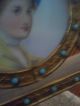 French Ormolu Turqoise Beads Portrait Limoges Plate Letter Holder Rare Vintage Metalware photo 4