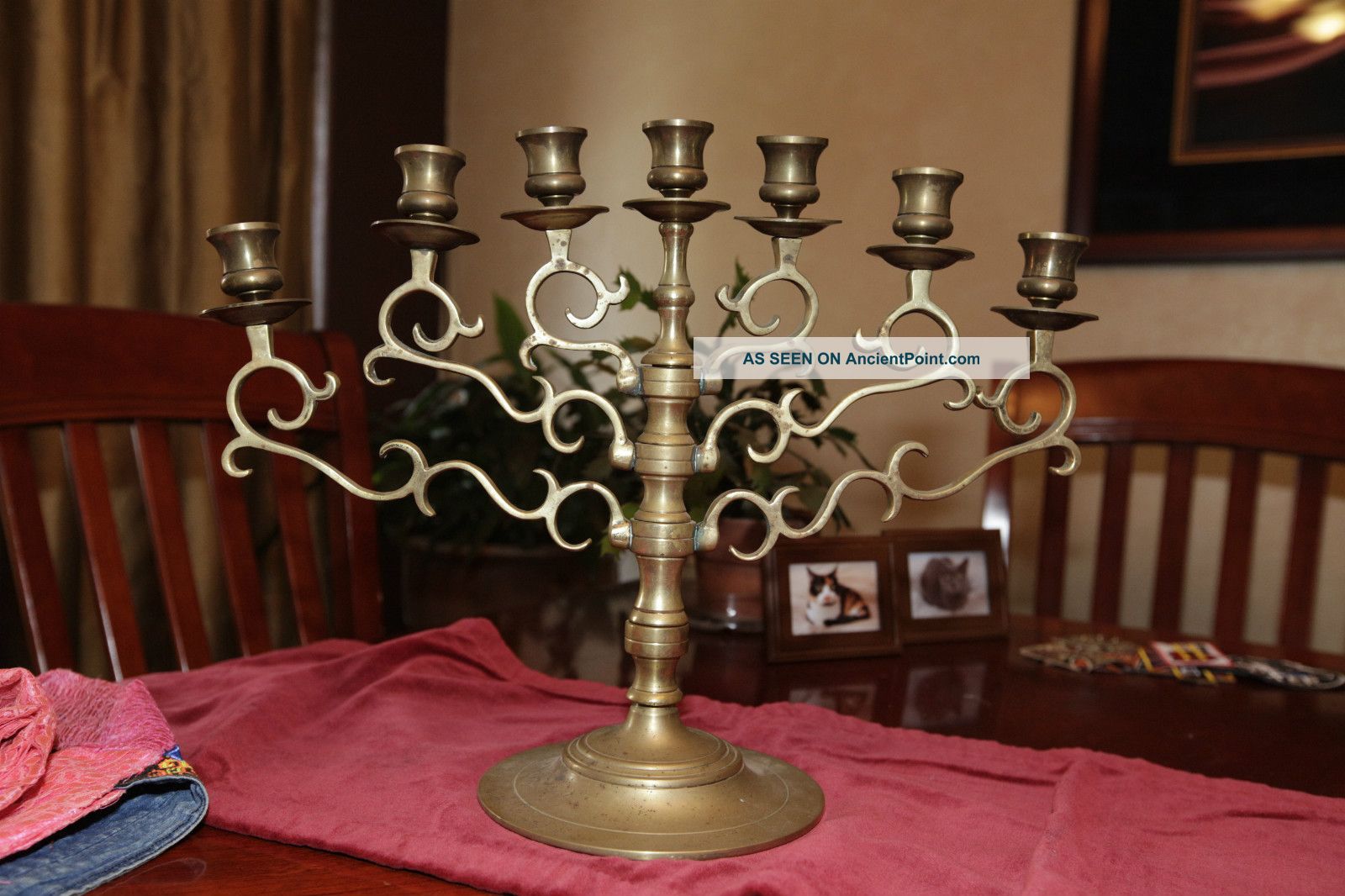 Antique Brass Candelabra 7 Candle Holder Multi - Directional Unique Metalware photo