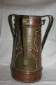 Copper Arts And Crafts Style Decorated Vase Metalware photo 2