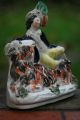 19th C.  Staffordshire Of The Seated Male Figure On The Bearded Goat Figurines photo 4