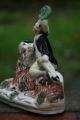 19th C.  Staffordshire Of The Seated Male Figure On The Bearded Goat Figurines photo 7