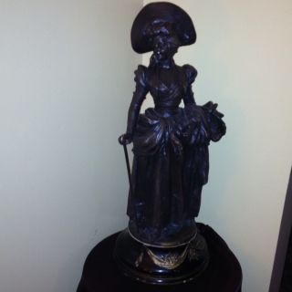 Antique Signed Van Der Straeten Dame Watteau Metal Bust Statue photo
