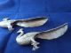 Spelter Birds Table Peacocks Pair Of Figurines Early 20th Century Statues Metalware photo 3