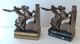 Rare Art Deco Woman Warrior On Rearing Horse With Spear Bookends Metalware photo 1