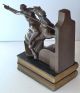 Rare Art Deco Woman Warrior On Rearing Horse With Spear Bookends Metalware photo 4