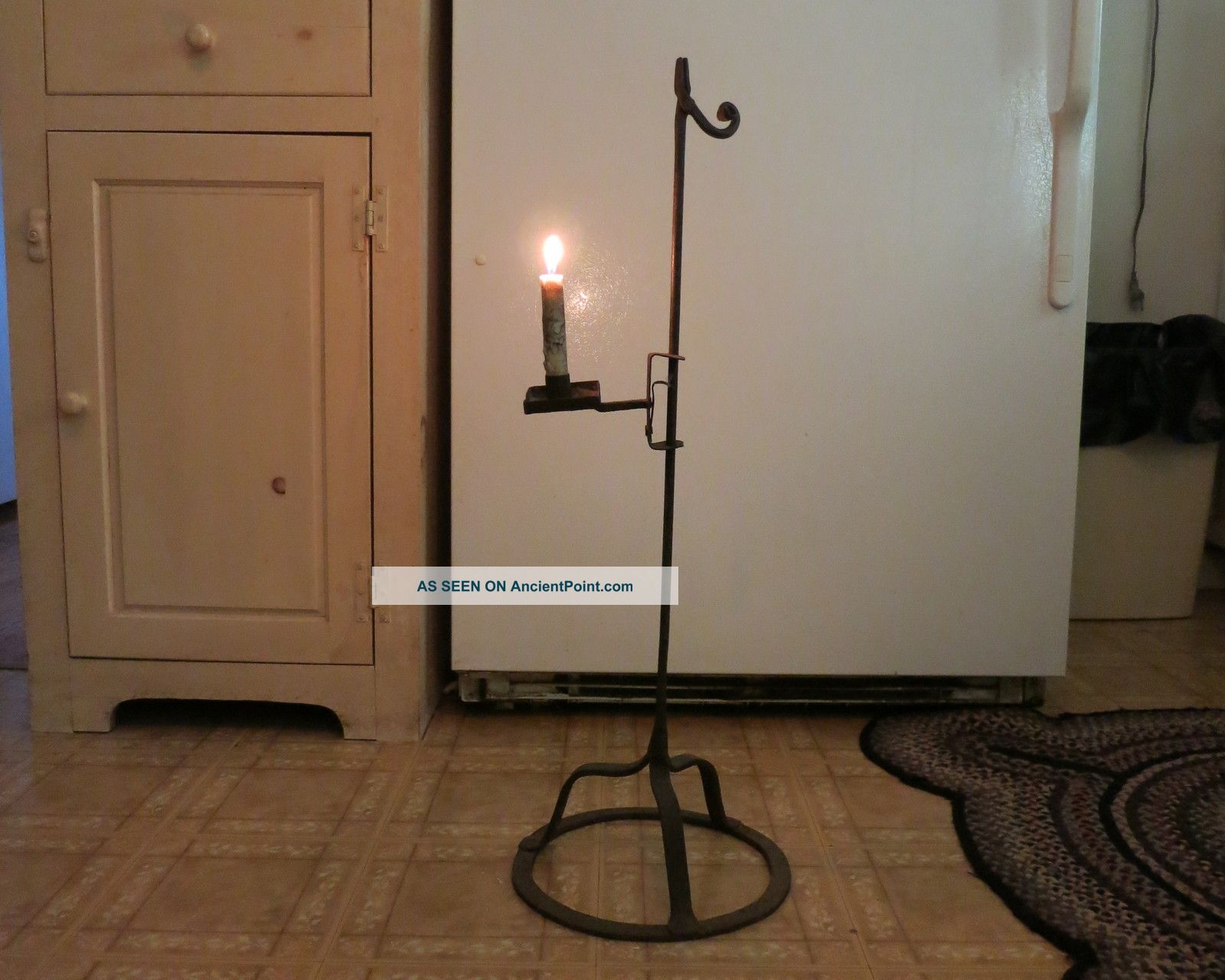 No Finer 18th Century Tall Rushlight Adjustable Height Candle Standard Metalware photo