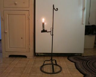 No Finer 18th Century Tall Rushlight Adjustable Height Candle Standard photo