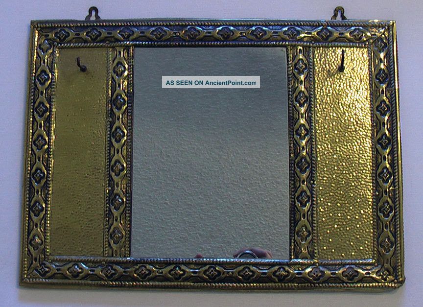 Antique Peerage Brass Mirror & Key Holder Made In England In Usa Metalware photo