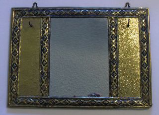 Antique Peerage Brass Mirror & Key Holder Made In England In Usa photo