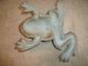 Fine Old Cast Iron Painted Frog Doorstop Signed Metalware photo 1