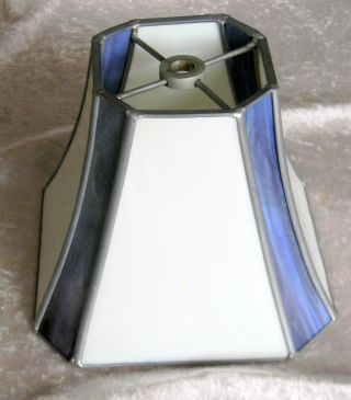 Blue & White Slag Glass Lamp Shade photo