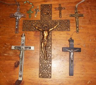 8 Vintage/antique Crucifix Pectoral Cross photo