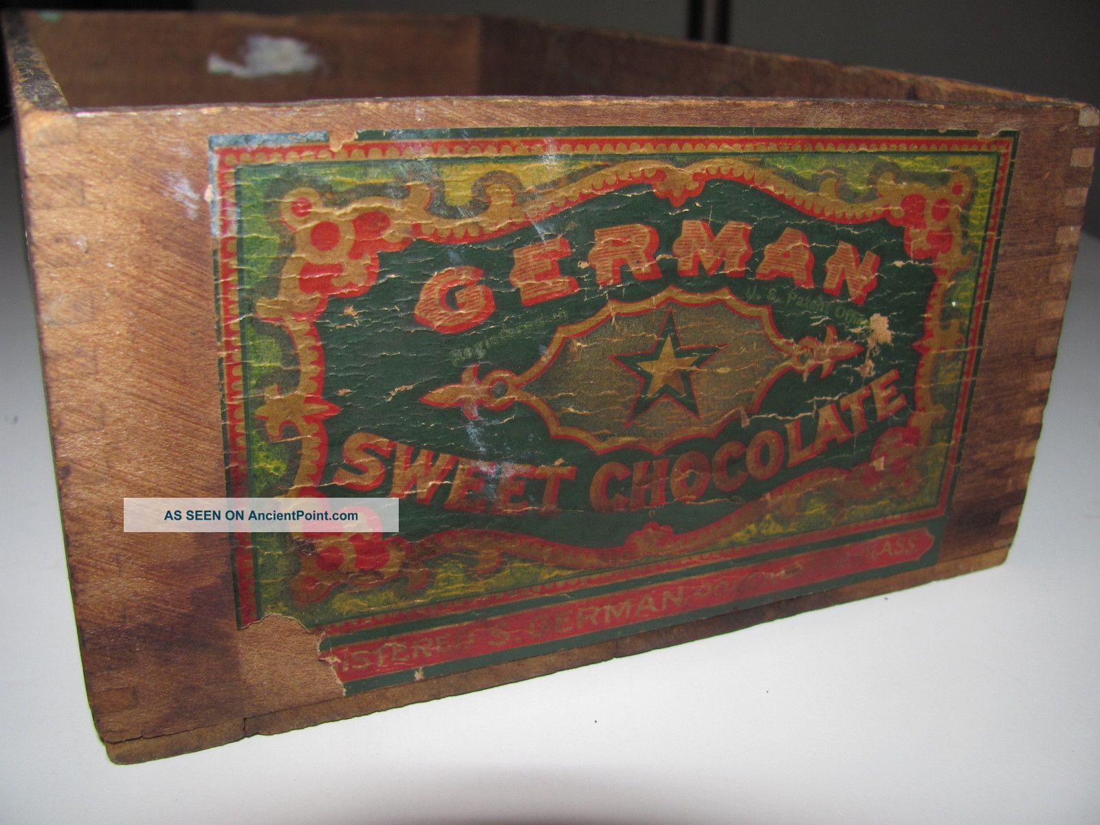Antique German Chocolate Wooden Store Box Gold Medal Paris Expo Walter Baker Boxes photo