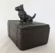 1930 ' S Marked Nuart Sitting Scottish Terrier Scottie Dog On Steamer Trunk Box Metalware photo 5