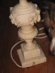 Antique Marble Alabaster Hand Carved Flowers Boudoir Lamp With Finial Italy Vtg Lamps photo 3