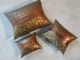 Lot 3 Hammered Brass Copper Pillow Box Graduated Set Dovetail Metal Purse Lined Metalware photo 1