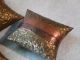 Lot 3 Hammered Brass Copper Pillow Box Graduated Set Dovetail Metal Purse Lined Metalware photo 2