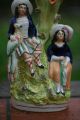 19th C.  Staffordshire Seated Male & Female Figures With Bird & Spill Vase Figurines photo 3