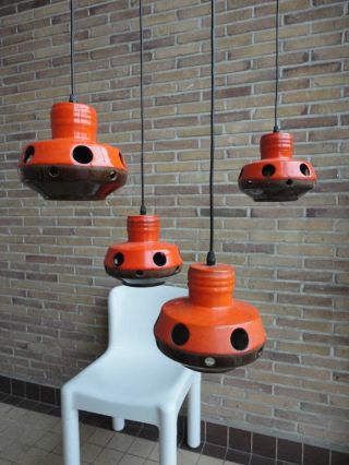 60 ' S 70 ' S Mid Century Modern Pottery Hanging Lamps Germany,  Panton,  Eames Era photo
