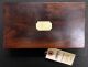 Antique Wooden Euchre Game Box C.  Late 19th C With Brass Scorers Boxes photo 1