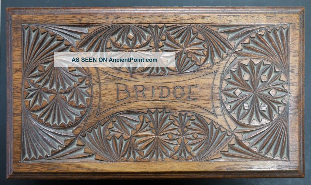 Carved Wooden Bridge Box Circa 19th Century Playing Cards Boxes photo