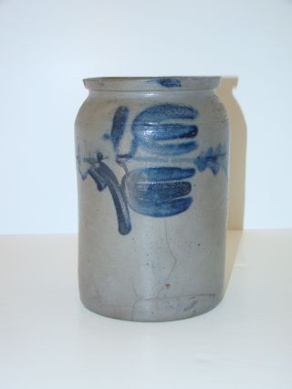 Antique Cobalt Salt Glazed Stoneware Crock Jug Pottery photo