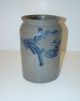 Antique Cobalt Salt Glazed Stoneware Crock Jug Pottery Crocks photo 4