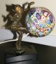Art Deco Gerdago Dancing Pixie Millefiori Glass Figural Working Lamp On Marble Lamps photo 2