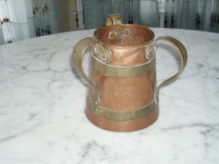 Antique Russian Copper/brass 3 - Handled Mug/jug photo