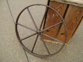 Useful & Collectible Medium Size Cast Iron Vintage Machine Wheel photo