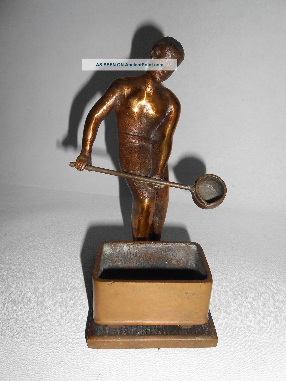 Antique Brass Foundry Sculpture Art Deco Style Figurine - Old Metalware Statue Metalware photo