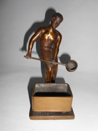Antique Brass Foundry Sculpture Art Deco Style Figurine - Old Metalware Statue photo