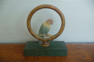 Antique 1920 ' S Bradley & Hubbard Parakeet Parrot In Ring Cast Iron Doorstop photo