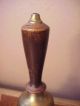 Old Antique Brass School Bell Wood Handle Well Ring Metalware photo 1