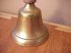Old Antique Brass School Bell Wood Handle Well Ring Metalware photo 2